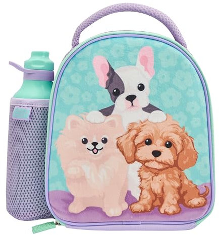 Polar Gear Pawsome Pups Insulated Kids Lunch Bag Holder and 600ml Water Bottle, Polyester, 600 milliliters, Purple