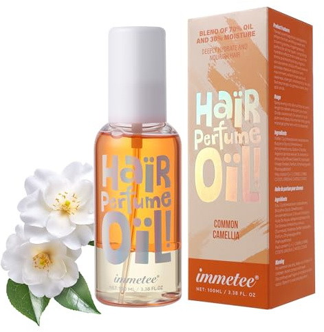 immetee Huile de parfum pour cheveux, Vaporisateur de parfum floral pour cheveux, longue durée, Huile capillaire Hydratation des cheveux100ml. (100ML, COMMON CAMELLIA)