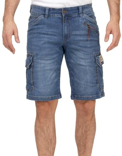 Timezone Herren Cargo Jeans Shorts Bermuda mit Seitentaschen 25-10025-00-3444 RykerTZ Middle Blue Wash W29