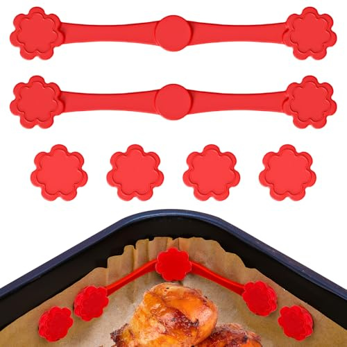 Aimants pour friteuse à air chaud, aimants en silicone pour Airfryer papier sulfurisé 4 aimants + 2 clips (2 lots) clip de fixation pour papier sulfurisé Airfryer résistant à la chaleur Accessoires