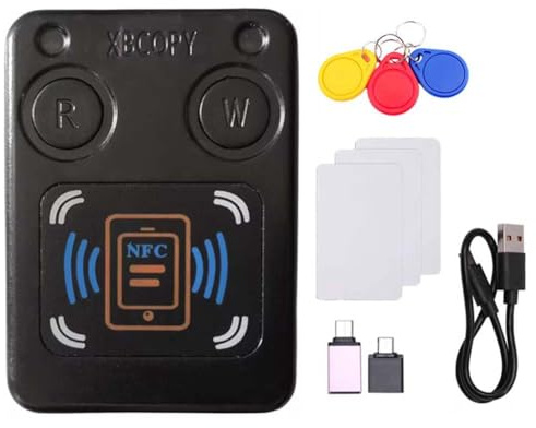 Fangxuee NFC RFID Smart Chip Card Reader Copier +3XCUID Card/UID Keychain IC ID 13.56M125K 250K 375K RFID Token Clone Duplicator