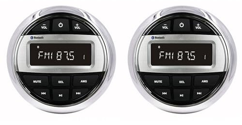 Buhdjfnke 2X Bluetooth-Marine-Stereo-Bootsradio, Wasserdichter FM AM-Digital-Media-Audio-Player für Yachtanzeige, ATV, UTV, Karren, Motorrad