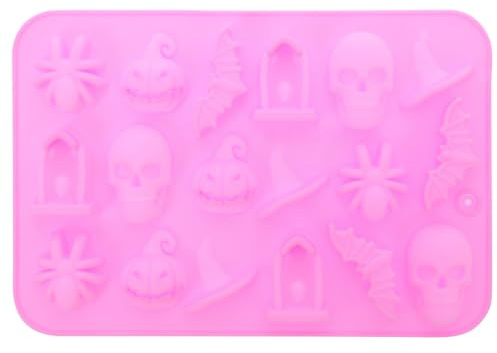 GALPADA Moule à Chocolat Motifs Fins et Surface Lisse Halloween en Silicone Rose, Facile à Utiliser et Robuste, pour DIY Halloween et Pâtisserie