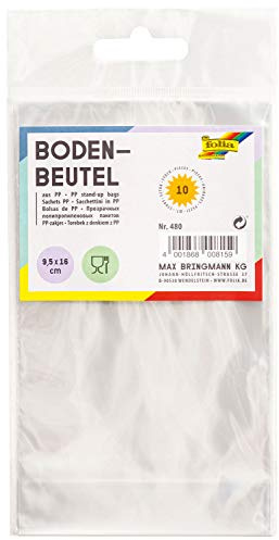 folia 480 - Bodenbeutel ohne Druck, ca. 9,5 x 16 cm, 10 Stück - zum individuellen Verpacken von Keksen, Süßigkeiten und vielem mehr