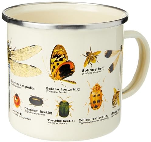 Gift Republic Insect Enamel Mug, Outdoor Camping Mug, 500 ml Metal Coffee Cup, Insect Design