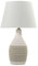 Beliani Klassische Tischlampe runder Lampenschirm Kunstseide/Porzellan Beige Tormes