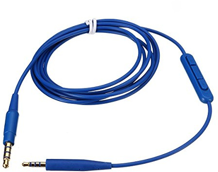 Sqrmekoko Replacement Inline Mic Remote Volume Control Audio Cable Cord Line for Bose SoundTrue Soundlink QC25 QC35 OE2 Headphoes with iPhone Devices(Blue MIC)