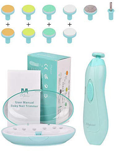 Elektrische Baby Nagelfeile, Maniküre & Pediküre Nagelpflege Set 10 in 1 Nagelfeile mit LED- Licht für Babys, Kleinkind, Erwachsene, gesund und Sicher, macht baby fröhlich (Batterien NICHT inklusive)