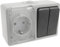 BeMatik - Base de superficie estanca IP54 16A 250V con 2 x interruptor conmutador y 1 x schuko
