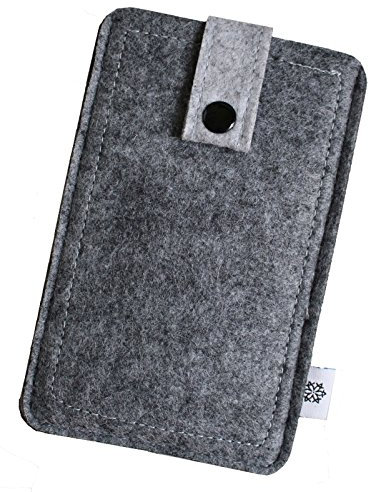 Davii Handy Filztasche für Apple iPhone 11 Pro/X/XS mit Hülle, Schutztasche Robust, Handytasche mit Band Knopf, Rundumschutz, Etui weich Dealbude24 - L Grau
