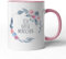 tassenprinter - Ich Hasse Menschen Tasse mit Spruch - 300ml Keramik Kaffeetasse Kaffeebecher rosa weiß blumig - Spülmaschinenfest - beidseitig Bedruckt - Geschenk Arbeit Kollegen (Aquarell, Rosa)