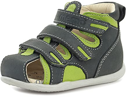 Memo Bambi First Walking Supportive SMO Brace-Like Orthopedic Sandal, Navy Blue/Green, 20 (5 M US Toddler)