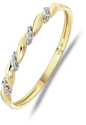 Lucardi - Damen Ring mit Diamant - Spiral - Schmuck - Geschenke für Frauen - Gold