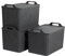 Muddy Hands Set of 3-35 Litre Extra Large Charcoal Grey Plastic Storage Basket with Lid Home Kitchen Bedroom Bathroom Office Shelf Stackable Lidded Box Container