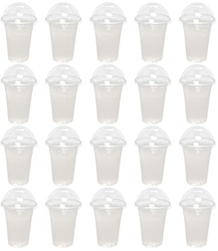 UPKOCH Set di 30 bicchieri trasparenti in plastica con coperchio a cupola, usa e getta, per frutta ghiacciata, Iced Cold Coffee Bevande, Cupcake, 360 ml