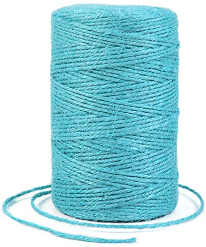 Uiopa Ficelle Jute 2mm x 200m, Ficelle Corde Jute Naturel Fil de Jardinage Corde Chanvre, Cordelette pour Jardin, Bricolage d'art Créatif, L'emballage Cadeau, Deco Noel (Bleu Lac)