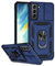 Jiyu Funda Compatible con Samsung Galaxy S21 FE 5G Carcasă Armor Militar Cubierta de Cámara Deslizante Proteger Fundas con 360 Full Protección Anillo Soporte Silicona Estuche Cover Case,Azul