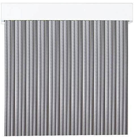 Cortinas Exterior de Cinta para Puertas | Plástico PVC y Barra Aluminio tamaños | PERTONI TENDE (Gris Y Blanco, Ancho 90cm x 210cm Largo)