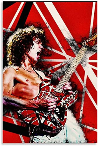 LBMED Leinwand Bilder Kunst Eddie Van Halen, Gitarrist für Esszimmerdekoration Malerei Poster Druckt Gedruckte 23.6x35.4(60x90cm) Kein Rahmen