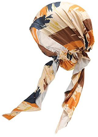 ZLYC Damen Chemo Turban Mütze Vorgebundenes Kopftuch Headwraps Leichte Hut(Camo Khaki)