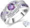 OVNMFH Amethyst Silver Hearts Ring ''Sisters of My Soul & Friends of My Heart'' S925 Sterling Silver Heart Shaped Amethyst Zircon Ring, Fashion Wedding Ring Party Gift Jewelry Accessories (Purple,8)