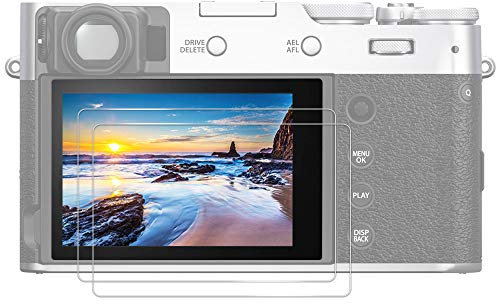 JJC (2 Pack) Films de Protection d'écran en Verre Trempé pour Appareil Photo Fujifilm X-M5 X100VI X100V X-T4 X-E4, Ultra Fin, HD, Haute Dureté, Incassable, Anti-Bulles