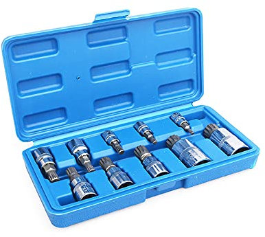 Jieotwice 10PCS Chrom Vanadium Stahl XZN Triple Square Spline Bit Steckschlüsselsatz 3/8 1/4 1/2 Antrieb metrisch 4MM-18MM
