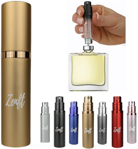 ZENFT Parfümzerstäuber – Duft auf Reisen leicht gemacht! Parfum Zerstäuber für Unterwegs mit innovativem Design und einfacher Befüllung - Dein idealer Begleiter für frischen Duft überall (gold)