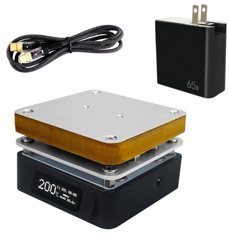 SEQURE Mini Soldering Hot Plate, 25V 95W OLED Electric Preheat Soldering Station, Rework Heater Lab 55MM x 55MM Plate (T55 + PD65W Power Supply + 100W 5A Fast Charging Cable)
