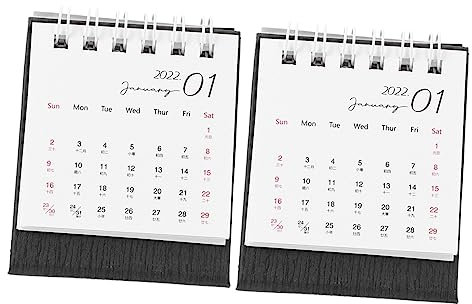 Lurrose 2st Einfacher Mini-tischkalender Wandkalender 2022 Tischkalender 2021-2022 Stehkalender 2022 Minikalender 2021-2022 12 Monate Kalender Standkalender Vertikal Büro Tischset Papier
