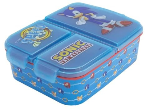 My sweety pop - Brotdose - Lunchbox - Kinder - Kindergarten - Schule - Urlaub - Essen - 19.5 cm - Geschenkidee - 3 Fächer - Sonic - Blau - Junge