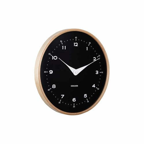 Karlsson Wanduhr Osado Dome - Schwarz - Ø30cm | Rund - skandinavisch - Multiplex - Wanduhr Modern Wohnzimmer - Wanduhren