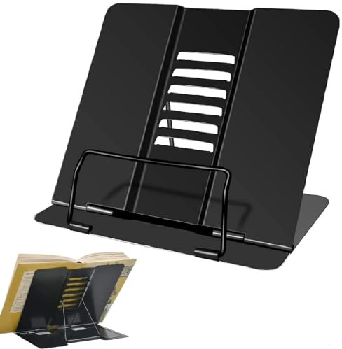 Support de Livre Multifonction en Métal - Réglable, Pliable, Chevalet - Noir pour Livres/Tablette/Recette
