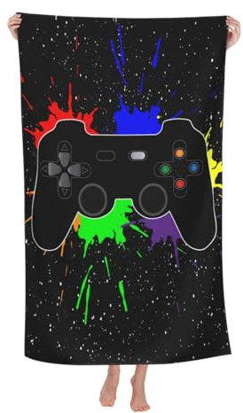 VOOHDDY Gamer Joystick-Muster, kühles Strandtuch, weich, saugfähig, Mikrofaser, schnell trocknend, große Badetücher für Badezimmer, Damen, Herren, Jungen, Mädchen, Pool, Camping, Reisen, Schwimmen,