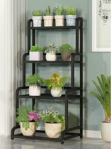 MYVVKIA Pflanzenständer für den Innenbereich, Pflanzenständer für den Innenbereich, 4-stufiges Blumenregal, Blumenbank, Metall-Eisenregal für große Pflanzen, schwarzer Blumentop