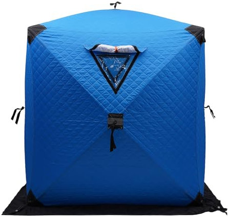 Garbenat Eisangeln Zelt 1-2 Personen Angelzelt 210D Oxford-Gewebe Wasserdichtes Eisangelnzelt Freistehend Angeln Zelt Kit für Outdoor, Eisfischen, Picknicks 145 x 165cm (Blau)