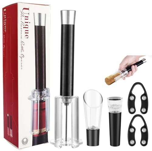 Wine Opener Set Air Pressure Wine Bottle Opener Set with Foil Cutter Pump Bottle Cork Remover Corkscrew Vacuum Wine Stoppers Air Pump Wine Bottle Opener Champagne and Red Wine Accessories