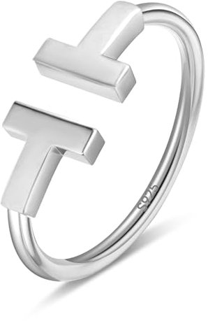 Damen Ringe Silver Wasserfest,Buchstabe T Ring Sterling Silber 925 Frauen,Schmuck,Dupes,18.Geburtstag Mädchen,Geschenke für Freundin,Geburtstag,Jahrestag