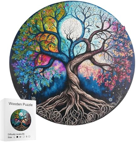 WakiHong Einzigartige Form Puzzleteile 29×29cm Baum des Lebens Holz Puzzle Erwachsen Holz Puzzle 167 Teile Baum des Lebens Wooden Puzzle,für Erwachsene und Kind Puzzlespiel Familienspiel