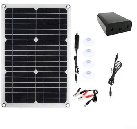 Niceminiwall 20W 800L/H DC12V Brushless Solar Water Set with Battery Box for Fountain Garden Pool Aquarium Fish Tank (A)