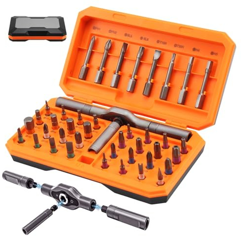 42 in 1 Magnetic Screwdriver Set, T-Handle Ratchet Screwdriver with S2 Steel Bits & Portable Storage Case, Multi Bit Precision Tool Kit for DIY, Furniture, Bicycle, Computer & Watch Repair