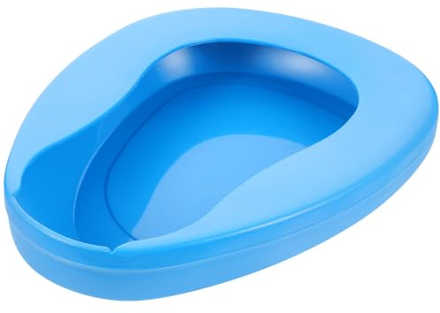 SOLUSTRE Pot de Chambre en Plastique Bleu Robuste pour Patients Alités et Garçon et Filles, Bassin de Lit Facile à Nettoyer, Adapté pour Chambre et Usage Hospitalier