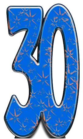 Star Cutouts Cut Out of Number 30
