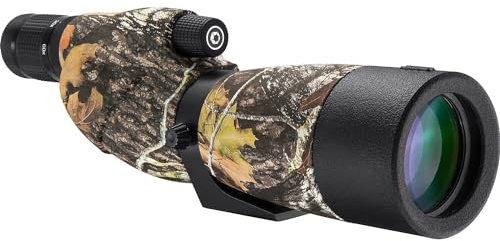 BARSKA Level 20-60x65mm Straight Spotting Scope – Mossy Oak Break-Up Camo, Waterproof & Fogproof, Fully Multi-Coated Optics, BAK4 Prism, Rugged Rubber Armor