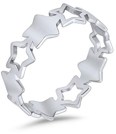Bling Jewelry Einfacher Stapelring Patriotischer Usa Amerikanischer Himmlischer Star Ewigkeitsring Für Frauen Teen .925 Sterlingsilber
