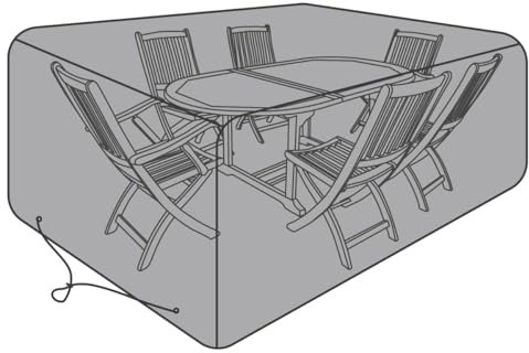 CHARLES BENTLEY Premium Rectangular Garden 6 Seat Furniture Cover, Waterproof, Tear Resistant, For Outside, Patio, Garden Table Cover, Windproof, Large, Weatherproof, Easy Clean, Black (215x173x80cm)