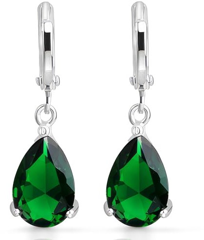 Crystalline Azuria Tropfenform Ohrhänger mit Grüner simulierter Smaragd Zirkonia Kristalle 18 kt Vergoldet für Damen