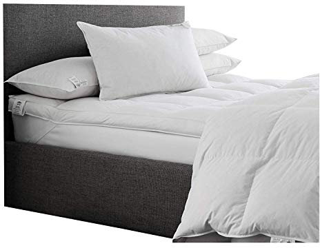 Original Sleep Company 100% Duck Feather and Pure Cotton Luxury Mattress Topper in Single for Super-Soft Support with Elasticated Straps Ethically Sourced Materials