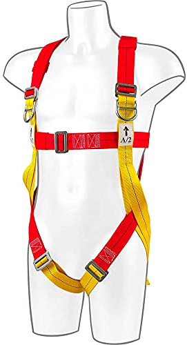 Portwest FP10 2 Point Plus Harness Front and Rear D-Ring Flat Bar Buckles | One Size, CE Certified, UKCA Marked, EN 361, Regular Fit, Durable, Chest and Leg Straps, Adjustable Shoulder