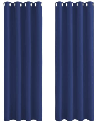 PONY DANCE Blue Blackout Curtains - Extra Long 90 Inch Thermal Insulated Curtain & Drapes for Block Light Living Room Drapery for Boys, 2 Panels, 46 Inch Wide by 90 Inch Drop, Blue